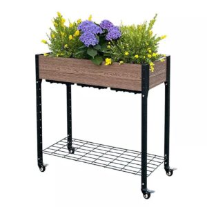 Rollbarer Pflanztisch mit Ablagefach & mobiler Gartentisch