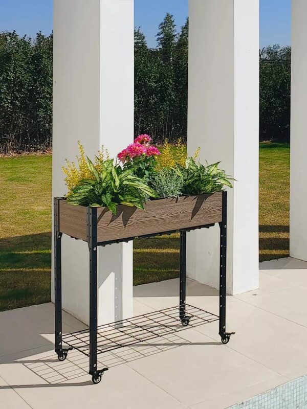 Rollbarer Pflanztisch mit Ablagefach & mobiler Gartentisch – Bild 4
