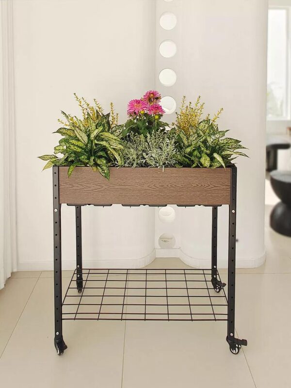 Rollbarer Pflanztisch mit Ablagefach & mobiler Gartentisch – Bild 2